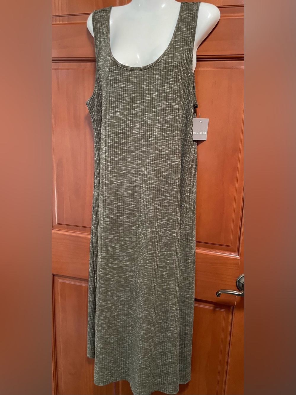 Falls Creek Olive Heathered Sleeveless Maxi Dress